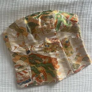 Vintage Kimono Fabric with Multicolor Pattern
